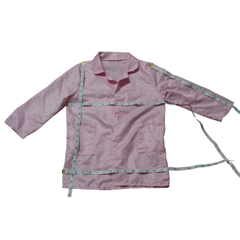 Pink Kids Lab Doctor Nurse Costume Girls Surgeon Coat Hat Cosplay Dress Up Sm/M